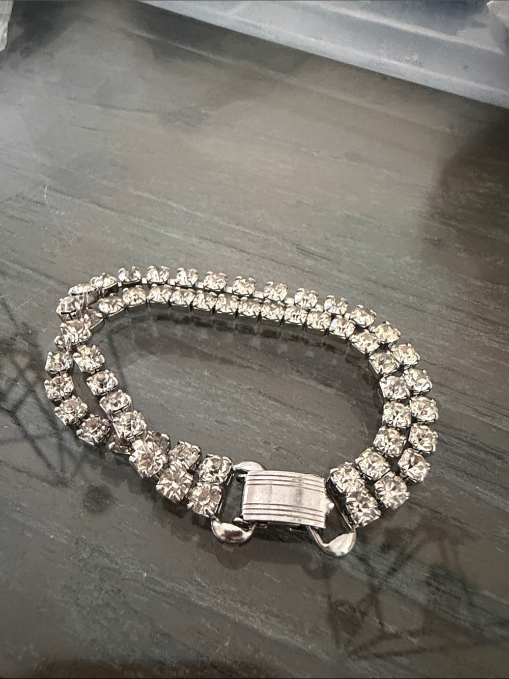 Coro Pegasus vintage Silver Crystal Double Row Tennis Bracelet - Women Jewelry
